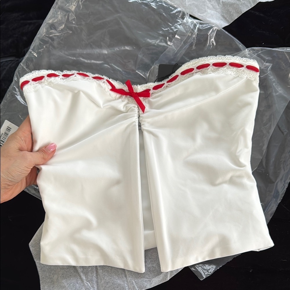 White Strapless Top